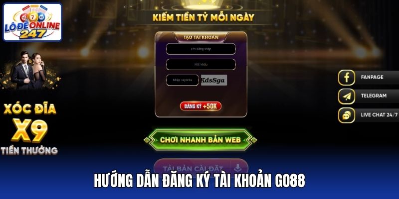 Hướng dẫn đăng ký tài khoản Go88